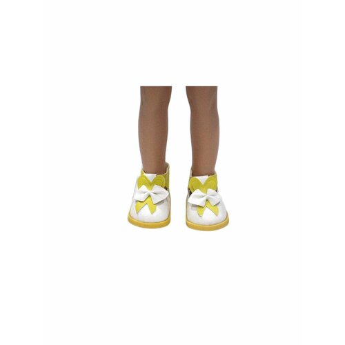 фото Обувь для кукол, туфли 5 см с бантиком для кукол paola reina 32 см, berjuan 35 см, vidal rojas 35 см и др, желтые с белым favoridolls