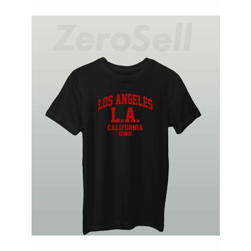 Футболка Zerosell надпись los angeles лос анжелес, размер 6XL, черный