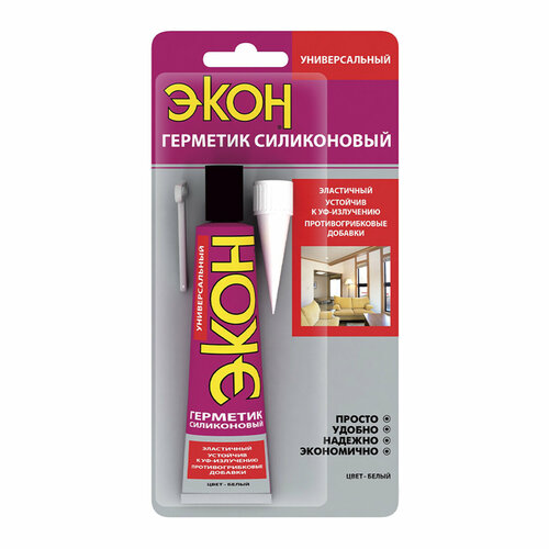 Силиконовый герметик Экон, 70 мл, белый