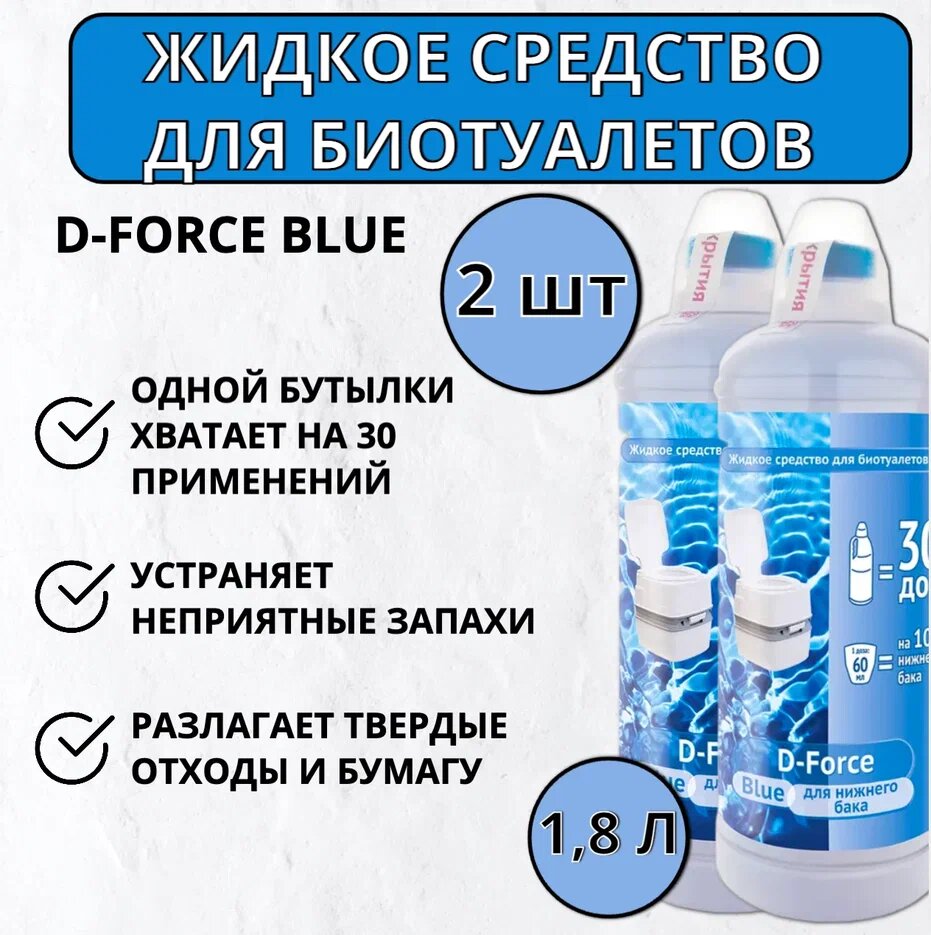 Ваше хозяйство Жидкое средство для биотуалетов D-Force Blue 1,8л, 2 шт - фотография № 1