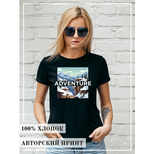 фото Футболка just4you, размер m, черный, бирюзовый