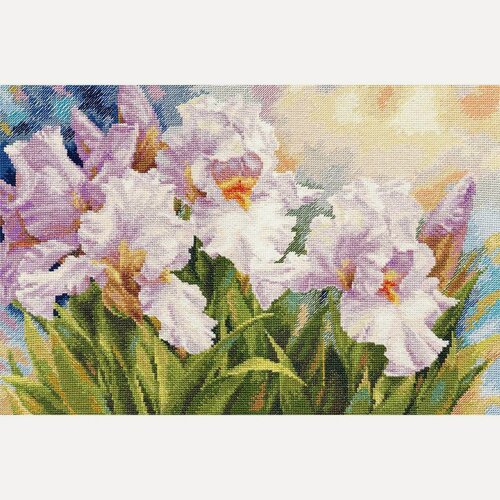 Изображение товара Набор для вышивания крестиком 'Белые ирисы', 40*27 см, белая канва, Алиса