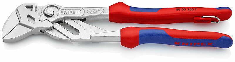 Клещи переставные-гаечный ключ, зев 52 мм, длина 250 мм, хром, 2-комп ручки, проушина для страховки Knipex KN-8605250T