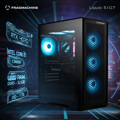 Игровой компьютер FragMachine Liquid 5107 (i5-13400F, DDR5 32GB, SSD 1Tb, RTX 4070, noOS)