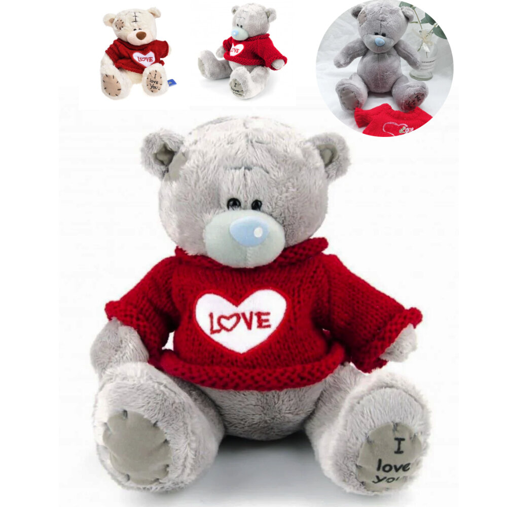 Мягкая детская маленькая игрушка плюшевый медведь Мишка Тедди 17 см в красном свитере, JRI12171