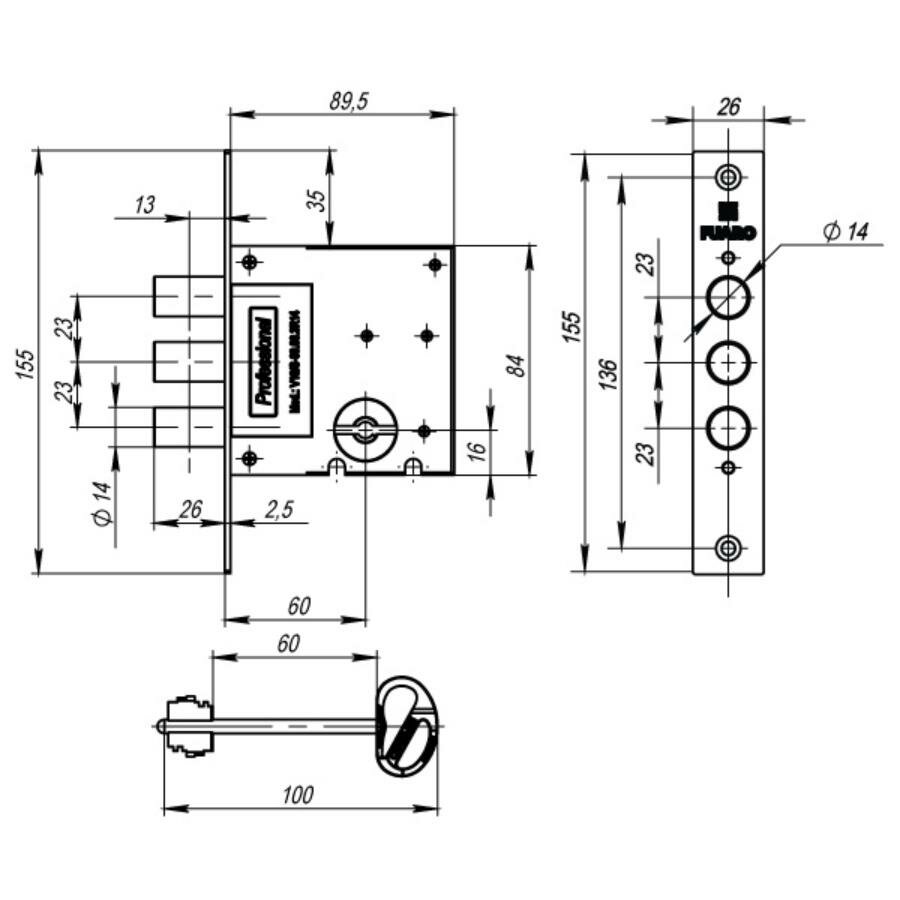 Замок врезной сувальдный Fuaro MDV10/S-60.00.3R14 4key (V10/S-60.00.3R14 )