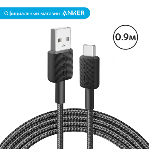 Кабель Anker 322 USB-A/USB-C 0.9 м (A81H5), черный быстрая зарядка 18w для samsung s20 s20 fe комплект блок кабель type c