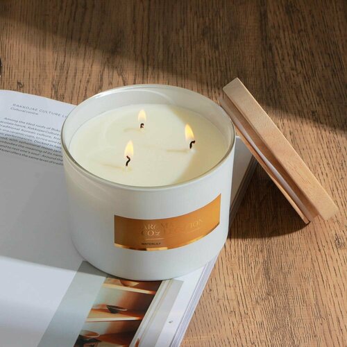 By свеча ароматическая с тремя фитилями в подсвечнике 350 г аромат waterlily 1859₽