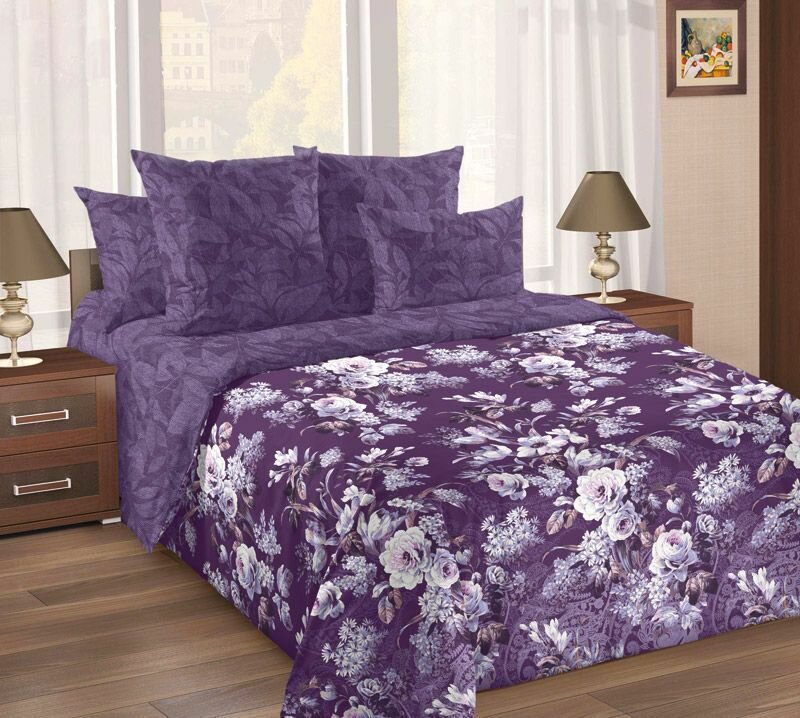 Двуспальный с европростынёй комплект постельного белья Чародейка сатин