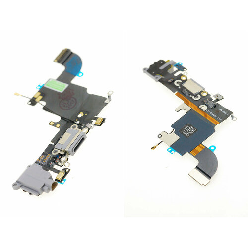 Шлейф для iPhone 6S с разъемом зарядки, гарнитуры, микрофоном, серый