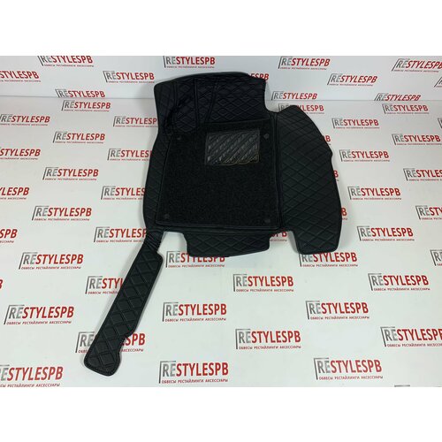 Ковры салона 3D Lexus ES350 12-18 Левый руль Черные с черной строчкой ( 003 )