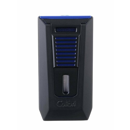 Зажигалка газовая Colibri Slide (двойное пламя), турбо-механизм, черно-синяя LI850T15