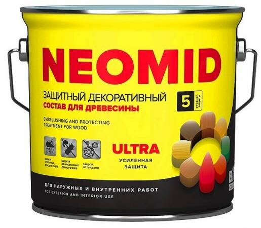 "Neomid Ultra" - декоративно-защитная пропитка для дерева объемом 2,7 литра