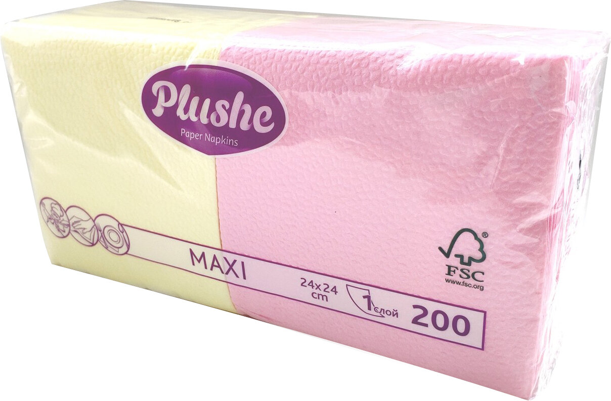 Салфетки Plushe Maxi 1 слой 24*24 200 листов
