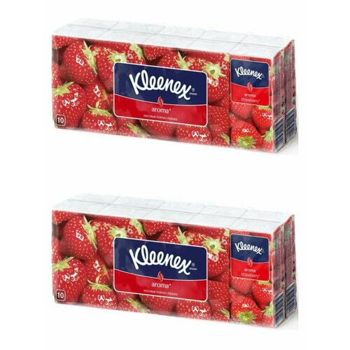 Kleenex Платки носовые бумажные, Клубника, 10х10 шт, 2 уп/