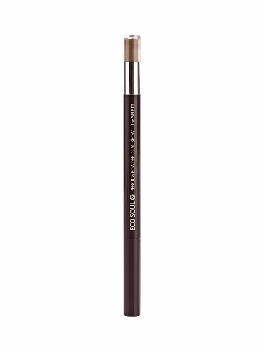 Карандаш-пудра для бровей 02, 0.5 гр*0.3 гр, Pencil & Powder Dual Brow 02. Deep Brown, THE SAEM