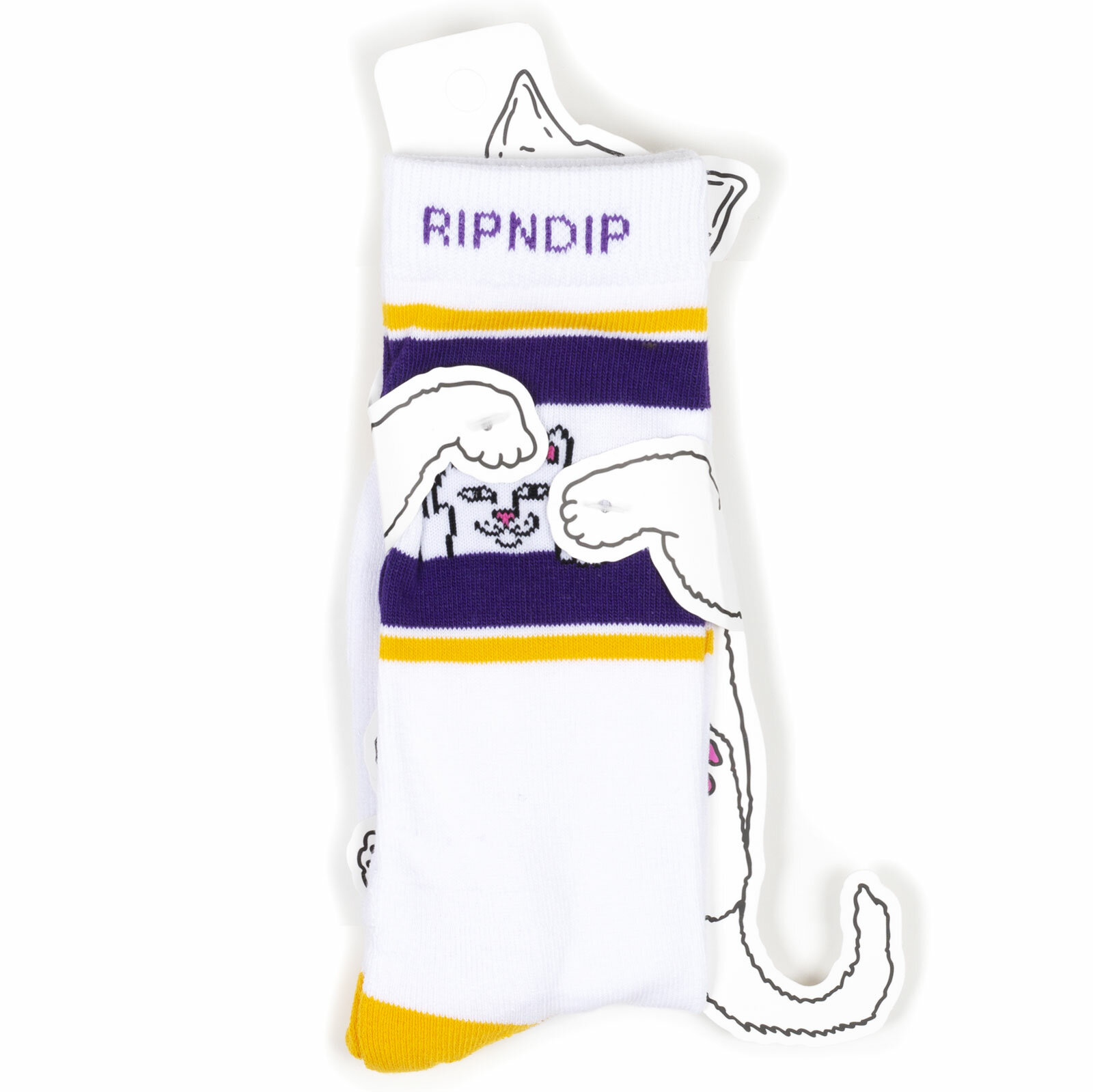 Носки RIPNDIP Носки с котом Лордом Нермалом Peeking Nermal - Purple/Gold, размер Универсальный, белый, зеленый