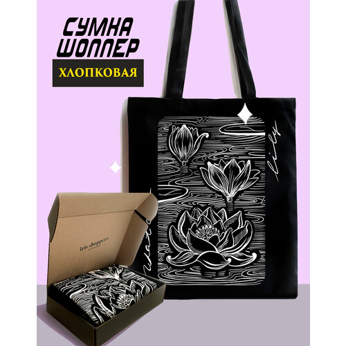 фото Сумка шоппер isbd0101, фактура бархатистая, черный iris shoppers