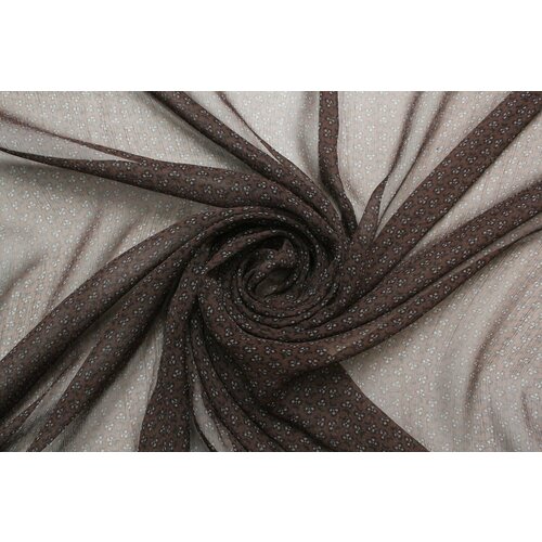 Ткань Шёлк-шифон-креш коричневый с мелкими цветочками, ш138см, 0,5 м