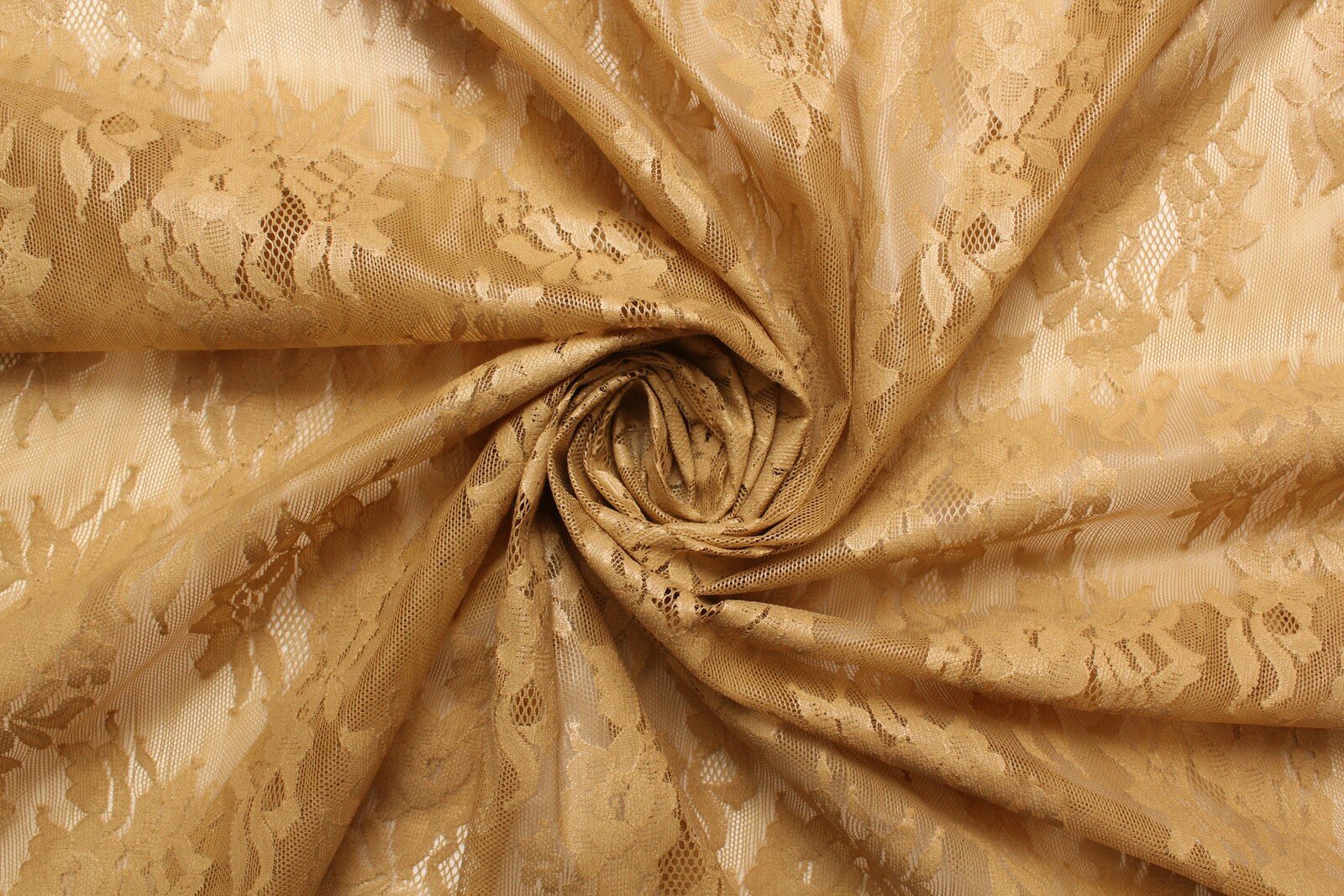 Ткань Кружево-стрейч золотисто-горчичного цвета с эффектом лаке ш82см 05 м