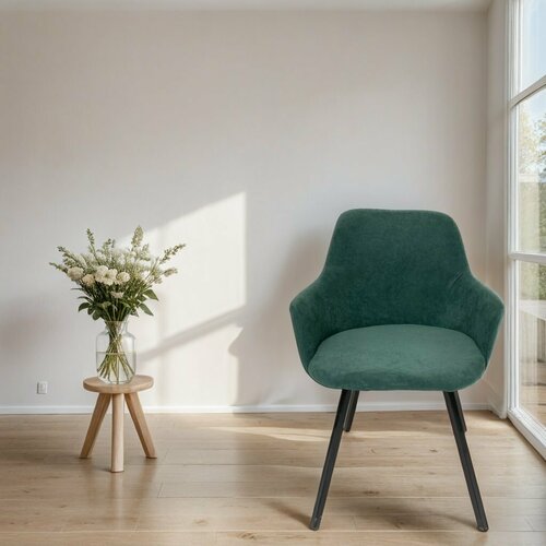 Стулья для кухни, зеленый бархат Eva металлические ножки до 135 кг