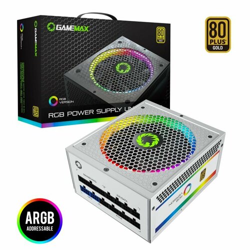 Блок питания GameMax RGB-850 850W белый 850 Вт 80 Gold 909000₽
