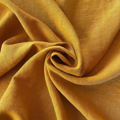Ткань лен 100% умягченная отрез 0,5м х 145см Куркума