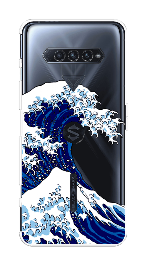 Силиконовый чехол на Xiaomi Black Shark 4/4S/4S Pro/4 Pro / Сяоми Black Shark 4/4 Про "Волна в Канагаве", прозрачный