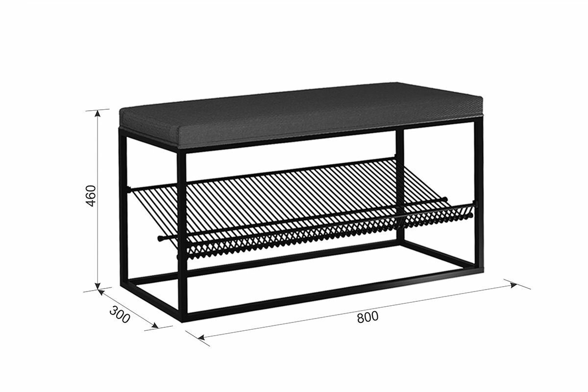 Обувница "Крафт 1", Черный муар/графит, мягкое сиденье, MEBELSON — фото 1