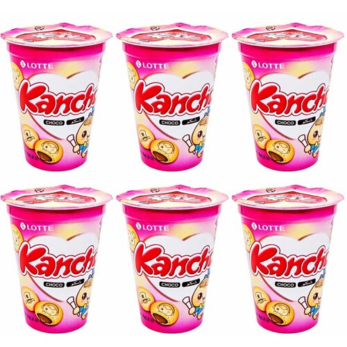 Lotte Печенье Kancho с шоколадной начинкой, 95 г, 6 уп