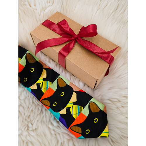 Галстук Рыбий Зонтик, черный, желтый