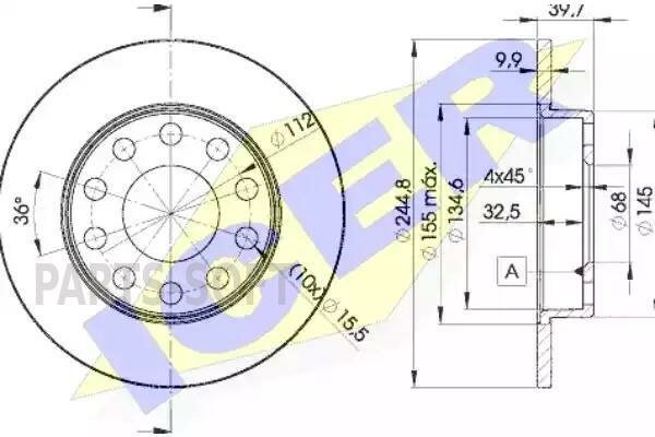 ICER 78BD36372 78BD3637-2_к-кт дисков тормозных задних! 2шт.\ Audi A4 1.6-1.9TDi 01>