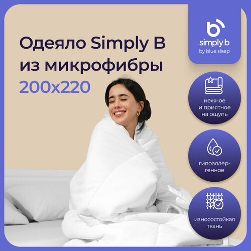 Гипоаллергенное двуспальное одеяло для дома и спальни из микрофибры Simply B Евро 200х220 см