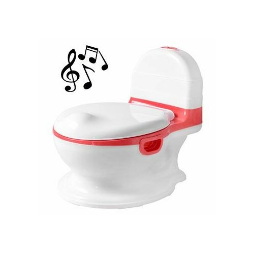Горшок детский со спинкой Унитазик-музыкальный ST SM-FM900/RD со звуком слива бачка (белый/красный)