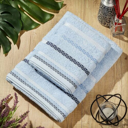 Полотенце банное 50х90 см 100хл 460 гм2 Зиг-заг св-гол Турц 1044₽
