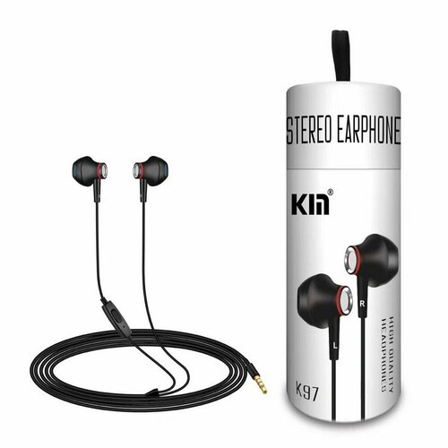 Наушники проводные Kin K97 MegaBass Metall микрофон черный 37700₽