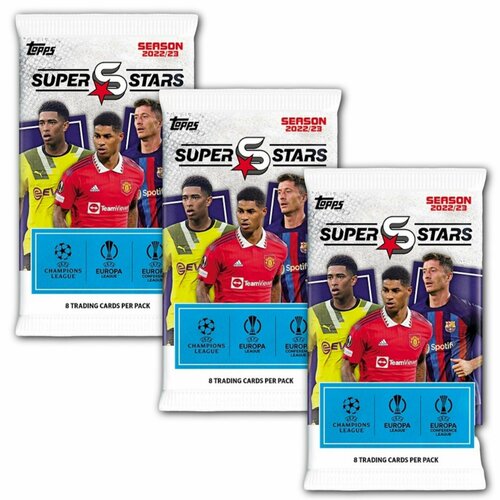 Набор карточек 3 пакетика Topps SuperStars 2023 Подарочный комплект футбольных коллекционных карт для любителей панини 2490₽