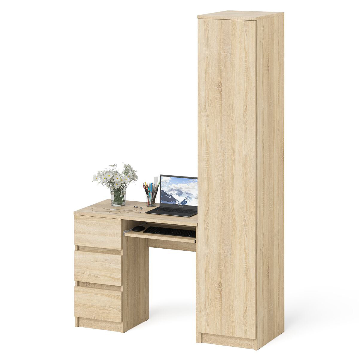 фото Стол компьютерный СВК Мори МС-6 левый + Пенал МШ400.1 Дуб сонома