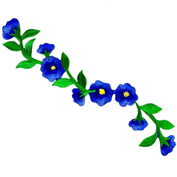 Вышитая термоаппликация "Вьюнок", упак.2 шт, размер: 24*4см, цвет: синяя