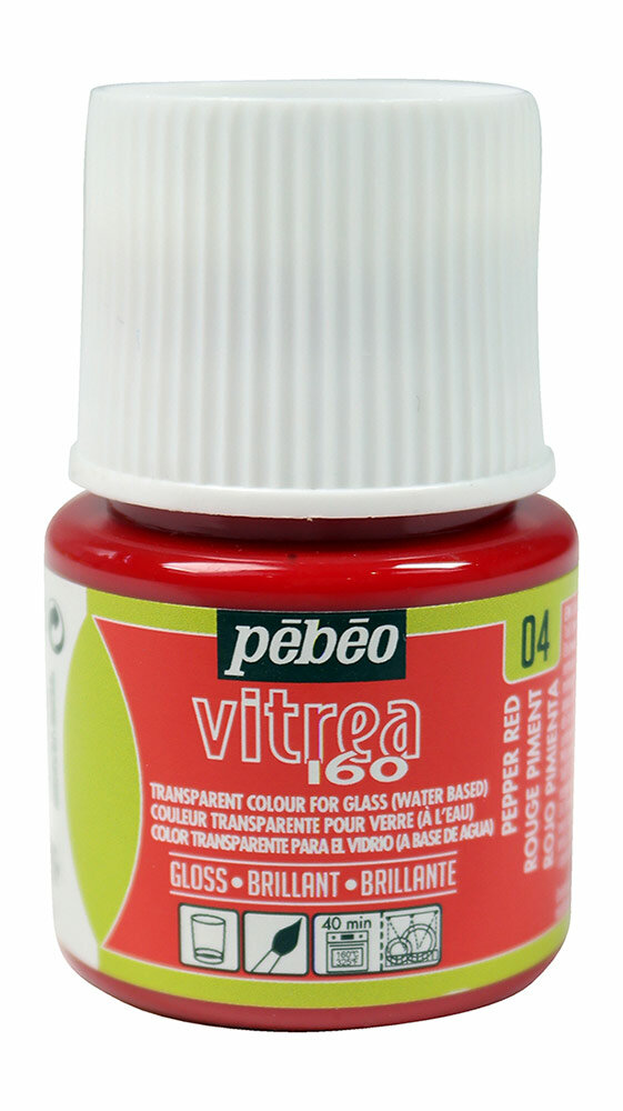 Краска по стеклу "PEBEO" глянцевая под обжиг Vitrea 160 45 мл 111004 красный перец