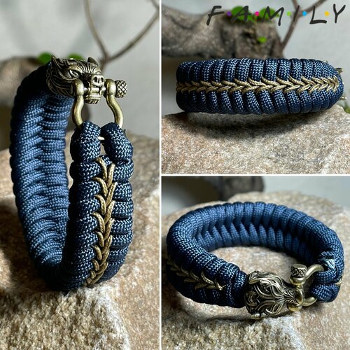 Плетеный браслет, размер 18 см, синий, коричневый