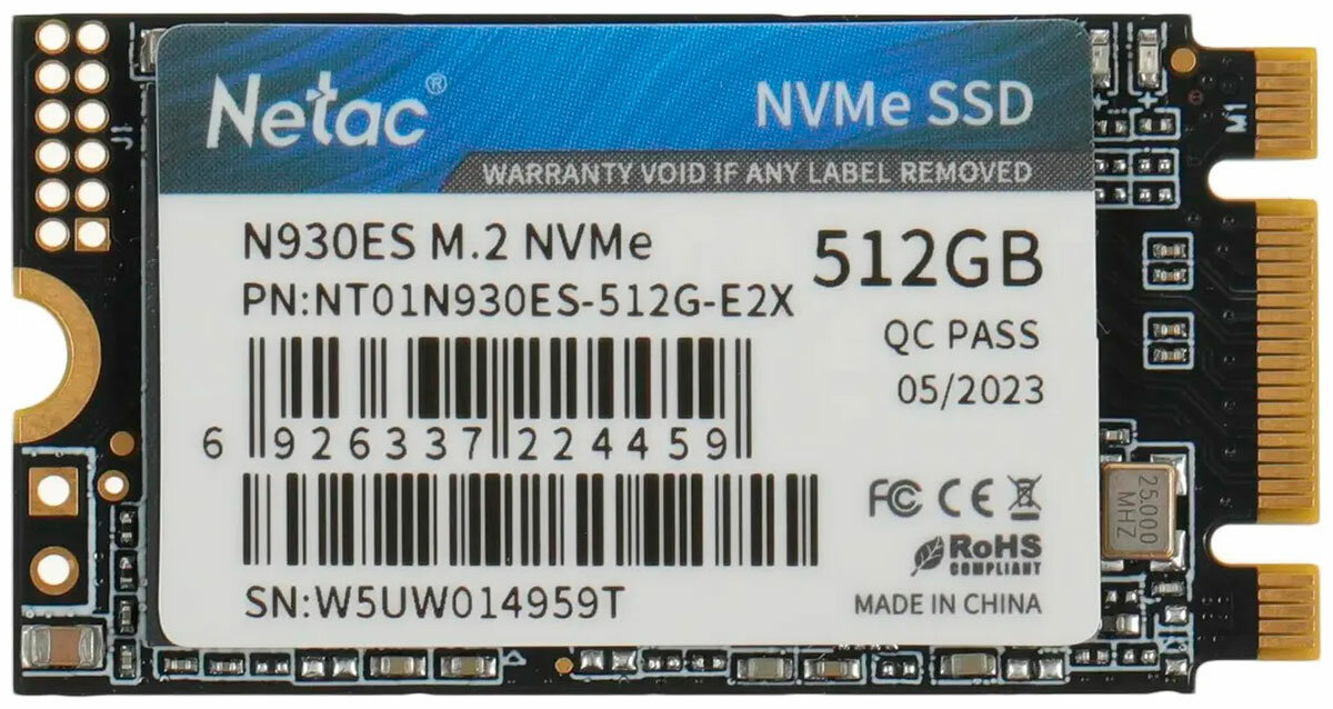 SSD накопитель Netac M.2 N930ES 512 Гб PCIe (NT01N930ES-512G-E2X)