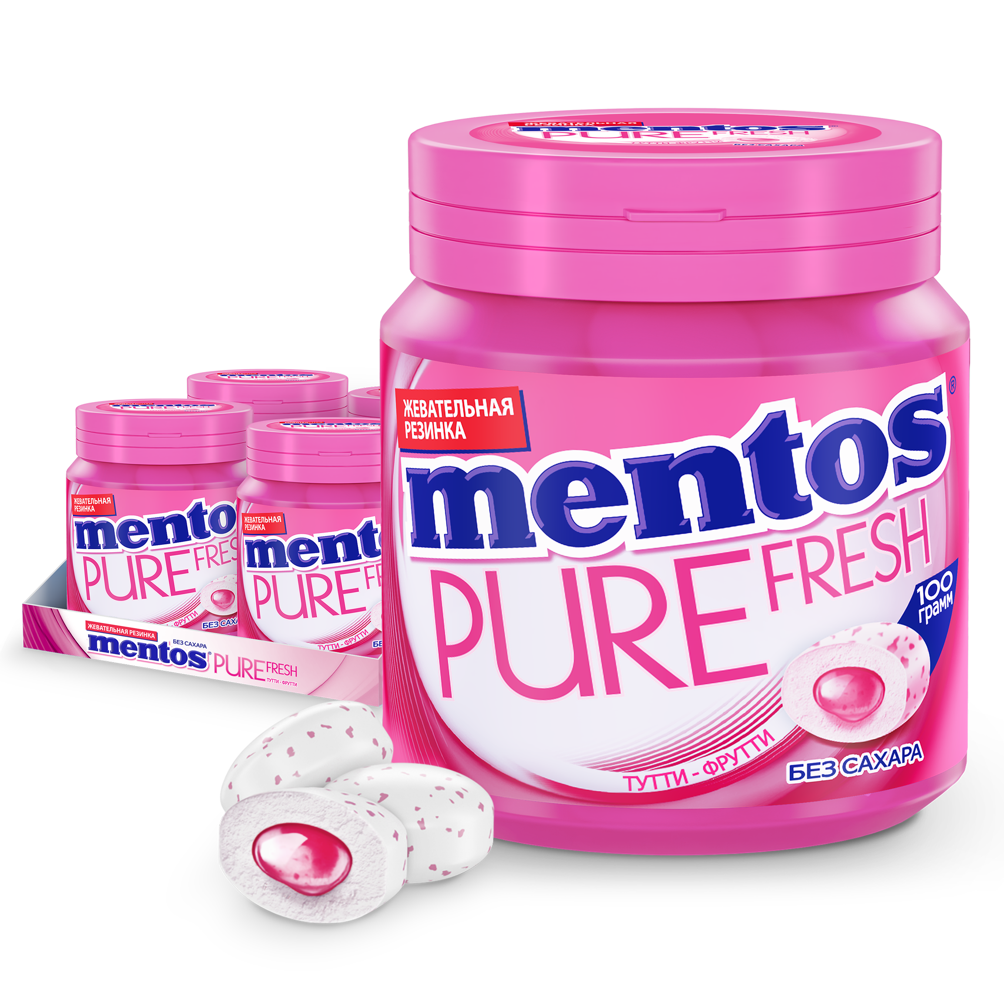 Жевательная резинка Mentos Pure Fresh вкус Тутти-Фрутти, 4 шт по 100 г