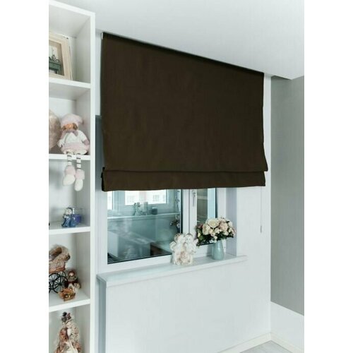 Римские шторы блэкаут на окна для комнаты Моя Штора ширина 140 см x высота 140см Шоколад 8723₽