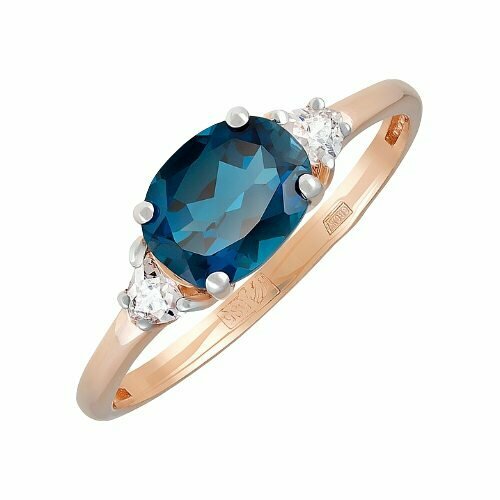 Кольцо Магия Золота, красное золото, 585 проба, топаз, фианит, размер 17