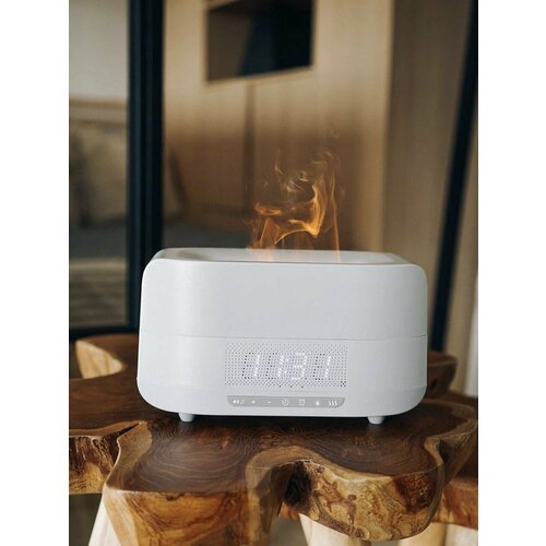 Увлажнитель воздуха с эффектом пламени аромадиффузор с часами и функцией Bluetooth колонкой 2700₽