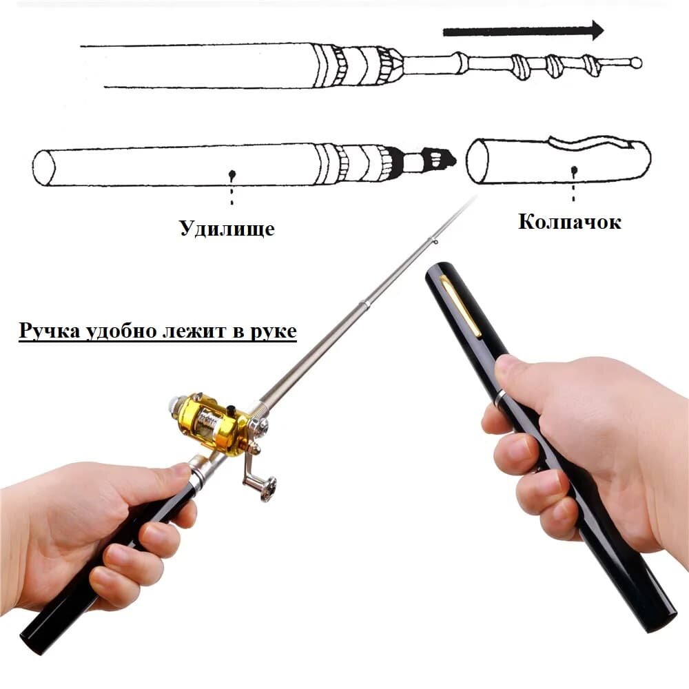 Карманная мини-удочка в форме ручки Fishing Rod in Pen Case