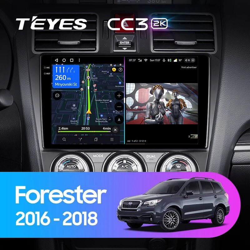 Магнитола Teyes CC3 2K 4-32 Subaru Forester 4 SJ 2015-2018 9.5"