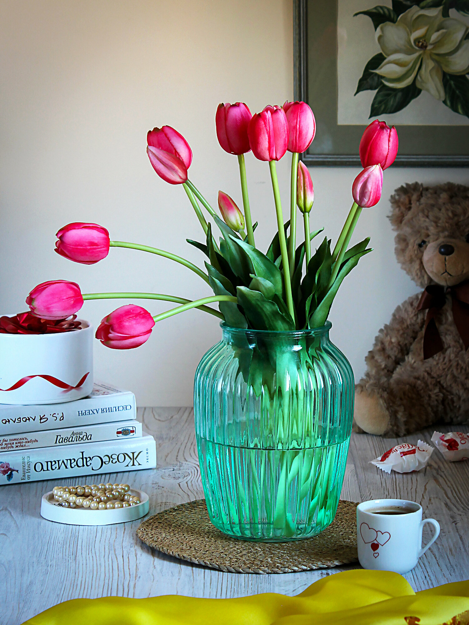 Стеклянная ваза для цветов 195 см