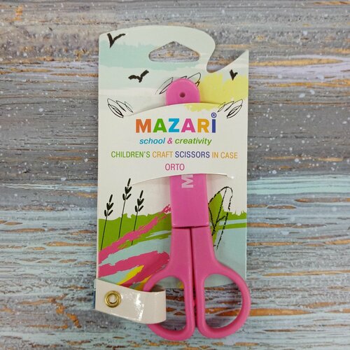 Ножницы детские 12 см MAZARI ORTO лезвия из нержавеющей стали с защитным футляром пластиковые ручки 367₽
